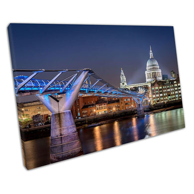 London Millennium Footbridge St Paul's Cathedral Ready to Hang Canvas Wall Art Print Picture For Home Office Decor