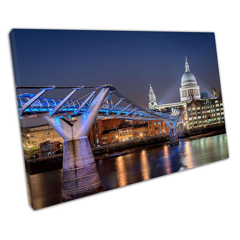 London Millennium Footbridge St Paul's Cathedral Ready to Hang Canvas Wall Art Print Picture For Home Office Decor
