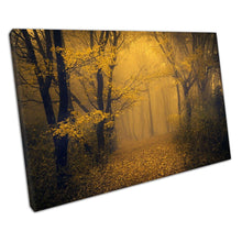 Load image into Gallery viewer, Mysterious foggy Yellow forest with a fantasy fairy tale Ready to Hang Wall Art Print Picture For Home Office Decor
