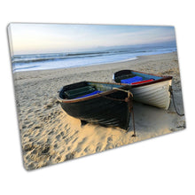 Laad de afbeelding in galerijviewer, Fishing Boats on the Beach English summers day coastline seascape Canvas Wall Art Print Picture For Home Office Decor
