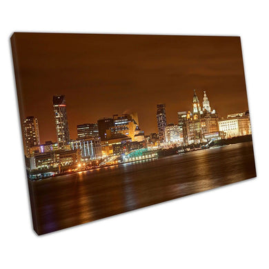 city of Liverpool skyline Liver Building Albert docks Ready to Hang Wall Art Print Picture For Home Office Decor