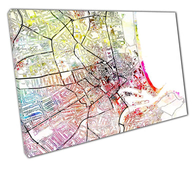 Central ABERDEEN Street Map name Art watercolour Ready to Hang Wall Art Print Picture For Home Office Decor
