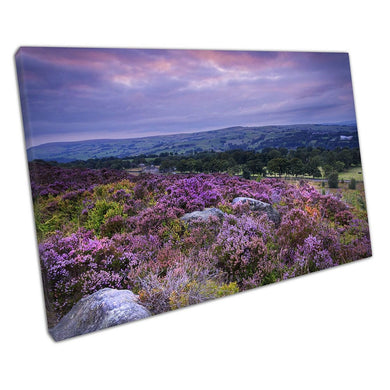 Norland purple Skies Halifax West Yorkshire landscape Ready to Hang Wall Art Print Picture For Home Office Decor