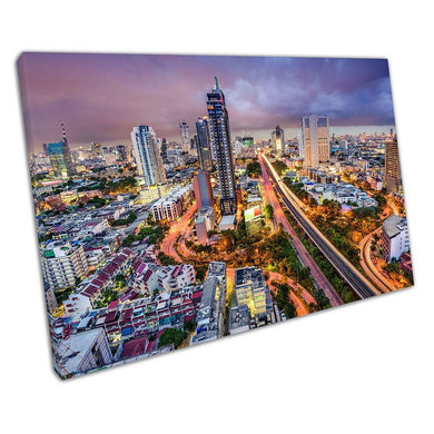 City of Bangkok at Night Cityscape Art Thailand Ready to Hang Wall Art Print Picture For Home Office Decor