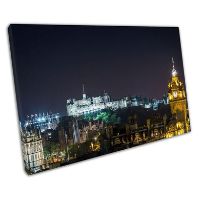 city of Edinburgh Castle at Night Skyline Scotland Ready to Hang Wall Art Print Picture For Home Office Decor
