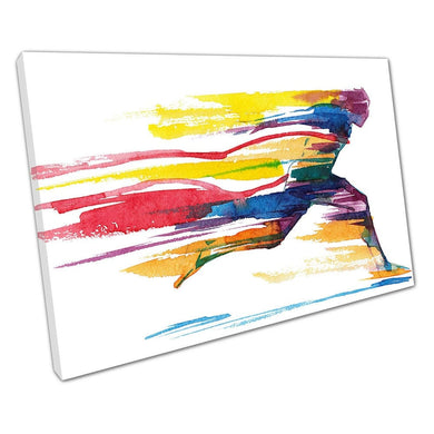 Bright colour Watercolour Illustration Art Running Man Ready to Hang Wall Art Print Picture For Home Office Decor
