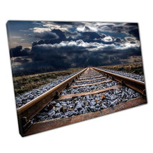Load image into Gallery viewer, Print on Canvas enter the storm Train Tracks Ready to Hang Wall Art Print Picture For Home Office Decor
