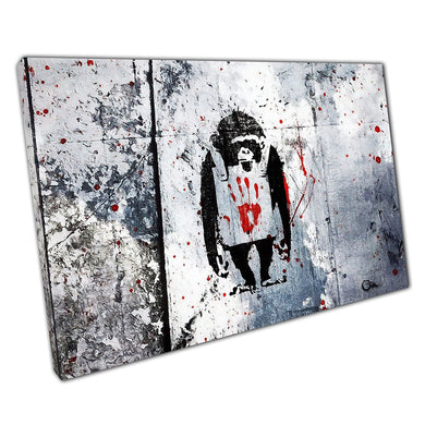 Banksy Monkey Red Hand Canvas Wall Art print on canvas Picture for Home Office Decor