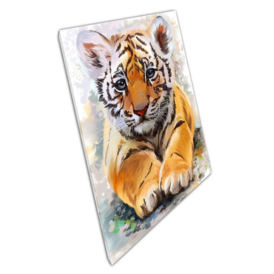Little Tiger Cub Watercolour Painting Art Canvas Wall Art Print On Canvas Picture For Home Office Decor