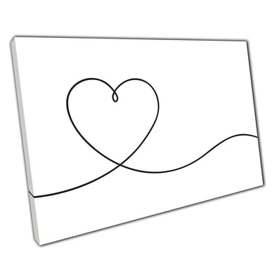 Continuous Line Heart Drawing Canvas Wall Art Print On Canvas Picture For Home Office Decor