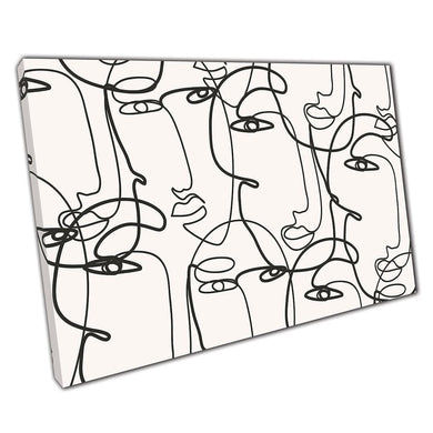 Continuous Line Drawing Faces Minimalist Canvas Wall Art Print On Canvas Picture For Home Office Decor