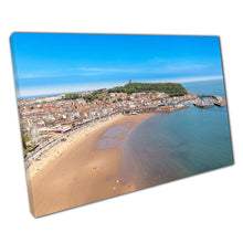 Load image into Gallery viewer, Aerial View Seaside Town Scarborough Sunny Summer Day UK Wall Art Print On Canvas Picture For Home Office Decor
