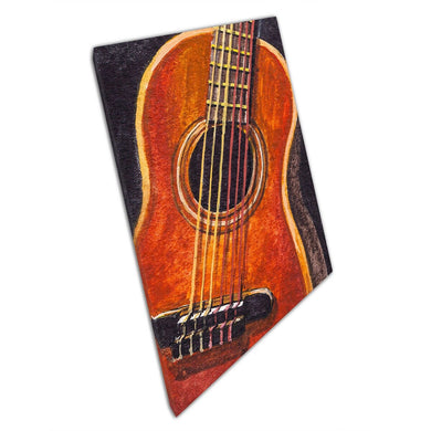 Close Up Guitar Musical Instrument Textured Painting Style Wall Art Print On Canvas Picture For Home Office Decor