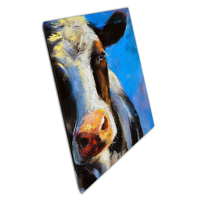 Cow Face Soft Pastel Farm Animal Wildlife Painting Wall Art Print On Canvas Picture For Home Office Decor