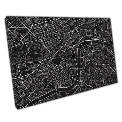Black And White Graphic Map London Wall Art Print On Canvas Picture For Home Office Decor