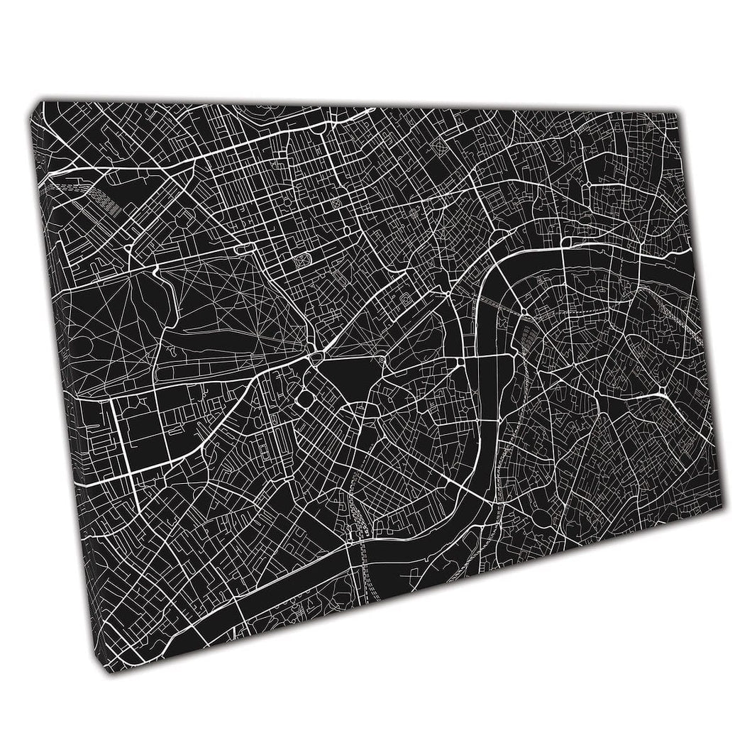Black And White Graphic Map London Wall Art Print On Canvas Picture For Home Office Decor