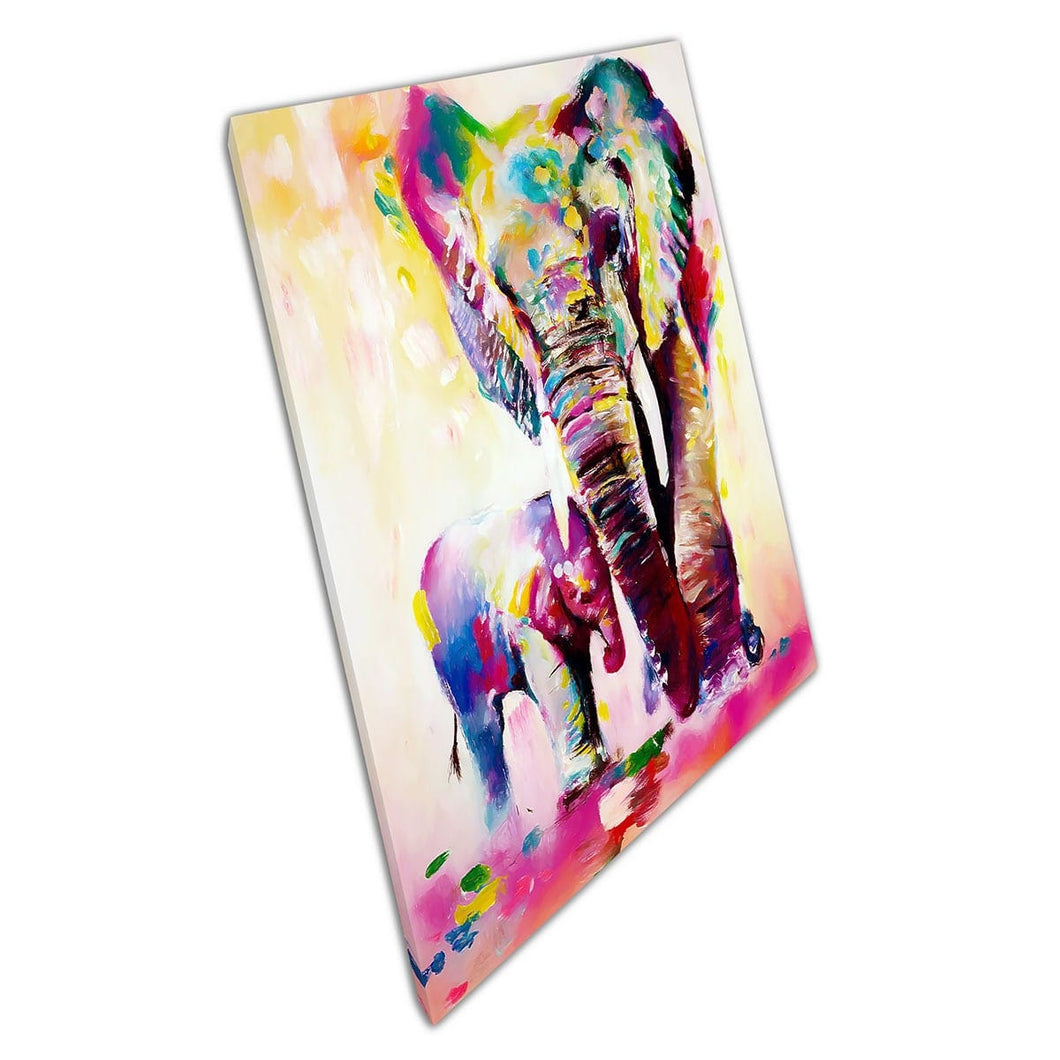 Bright watercolour Large African Elephant Canvas Wall Art print on canvas Picture for Home Office Decor