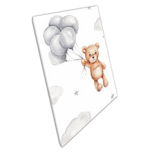 Laad de afbeelding in galerijviewer, Cute Cartoon Teddy Bear Floating With Balloons Kids Room Art Watercolour Painting Wall Art Print On Canvas Picture For Home Office Decor
