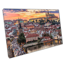 Carica immagine nel visualizzatore della galleria, Charles Bridge Prague Castle Vltava River Prague Czech Republic Wall Art Print On Canvas Picture For Home Office Decor
