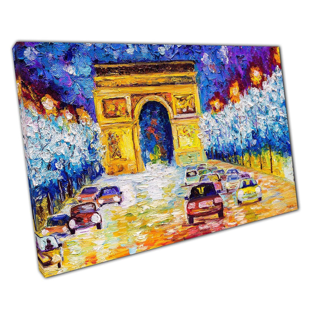 Famous Landmark Arc De Triomphe Paris Painting Wall Art Print On Canvas Picture For Home Office Decor