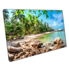 Load image into Gallery viewer, Idyllic Beach Getaway Koh Tao Thailand White Sand Clear Sea Palm Trees Seashore Wall Art Print On Canvas Picture For Home Office Decor
