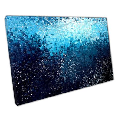 Abstract Expressionism Mosaic Effect Tones Of Blue Digital Contemporary Illustration Wall Art Print On Canvas Picture For Home Office Decor