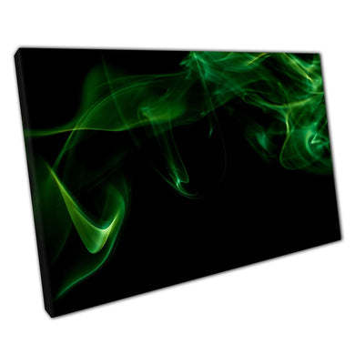 Beautiful Abstract Digital Composition Of Mysterious Green Smoke In The Dark Wall Art Print On Canvas Picture For Home Office Decor