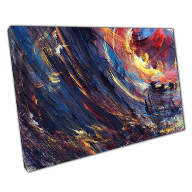 Fiery Artistic Abstract Brushstroke Textured Style Colourful Modern Creative Artwork Wall Art Print On Canvas Picture For Home Office Decor