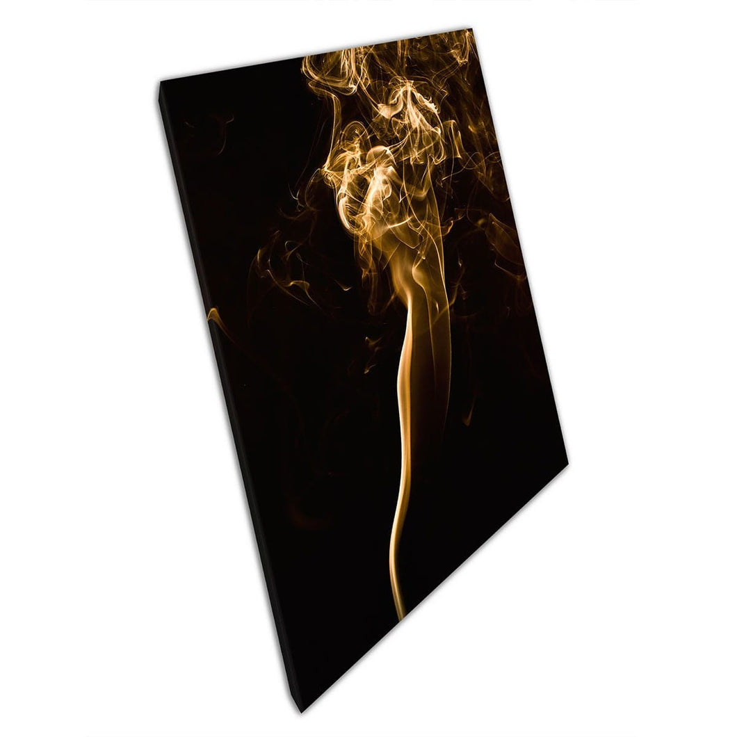 Beautiful Abstract Digital Composition Of Mysterious Brown Flowing Smoke In The Dark Wall Art Print On Canvas Picture For Home Office Decor