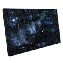 Carica immagine nel visualizzatore della galleria, Dramatic Swirling Abstract Starry Blue Night Sky Outer Space Wall Art Print On Canvas Picture For Home Office Decor
