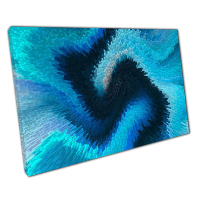 Abstract Blue 3D Rendered Digital Illustration Design Swirling Squares Artwork Wall Art Print On Canvas Picture For Home Office Decor