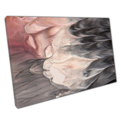 Abstract Wavy Flowing Paint Pink Grey Toned Contemporary Swirling Modern Wall Art Print On Canvas Picture For Home Office Decor