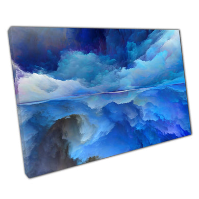 Beautiful Dreamy Blue Digital Mysterious Fantasy Colour Composition Contemporary Wall Art Print On Canvas Picture For Home Office Decor
