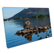 Laad de afbeelding in galerijviewer, Dreamy Summers Morning View Of Stacked Rocks At Derwentwater English Lake District Wall Art Print On Canvas Picture For Home Office Decor
