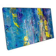 Load image into Gallery viewer, Abstract Shades Of Blue Yellow Textured Oil Painting Brushstroke Style Contemporary Wall Art Print On Canvas Picture For Home Office Decor
