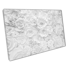 Load image into Gallery viewer, Arrangement Of White Origami Paper Folding Florals Decorative Ornamental Flowers Wall Art Print On Canvas Picture For Home Office Decor
