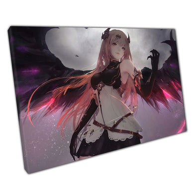 Fantasy Anime Digital Illustrated Winged Female Fallen Angel Demon In Battle Wall Art Print On Canvas Picture For Home Office Decor