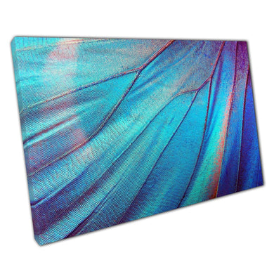 Detailed View Of Soft Delicate Blue Wing Of A Butterfly Insect Macro Photography Wall Art Print On Canvas Picture For Home Office Decor