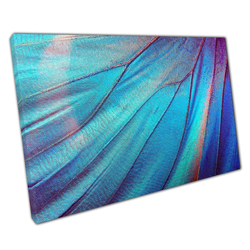 Detailed View Of Soft Delicate Blue Wing Of A Butterfly Insect Macro Photography Wall Art Print On Canvas Picture For Home Office Decor