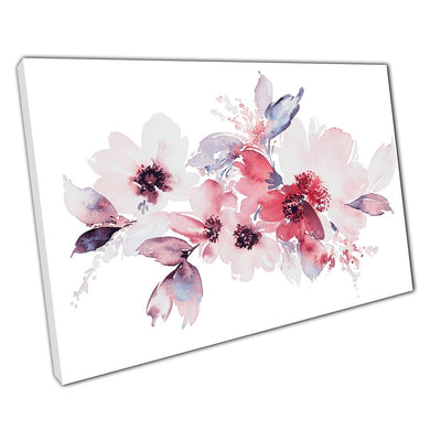 Flowers In Various Shades Of Pastel Blush Pink Delicate Florals Watercolour Painting Wall Art Print On Canvas Picture For Home Office Decor