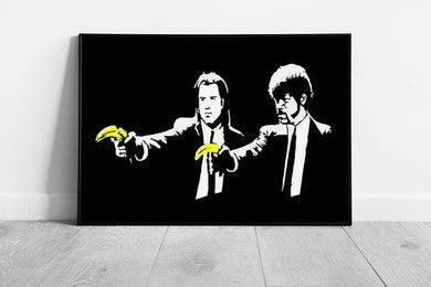 Banksy Pulp fiction Yellow Banana guns Ready to Hang Wall Art Print Framed Picture print