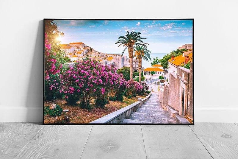 European Cityscape Of Dubrovnik Croatia World Heritage Site Mediterranean Resort Wall Art Print on Paper Framed Picture print