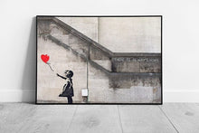 Load image into Gallery viewer, Banksy Girl with the Red Balloon wall art Print on Paper Framed Picture print
