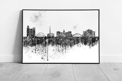 Black & White city of Newcastle in England Landmarks Spray Ready to Hang Wall Art Print Framed Picture print