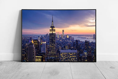 New York City Skyline With Skyscrapers At Sunset Famous City Photography Wall Art Print on Paper Framed Picture print