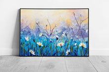 Load image into Gallery viewer, Modern Impressionism Wild Flower Daisy Meadow Colourful Abstract Floral Nature Wall Art Print on Paper Framed Picture print
