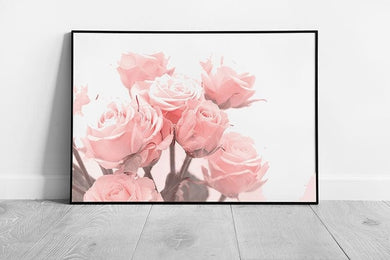 Delicate Bouquet Of Blush Pastel Pink Roses Romantic Valentines Flower Floral Wall Art Print on Paper Framed Picture print