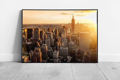 New York at Twilight Stunning Setting Sun Over Manhattan Ready to Hang Wall Art Print Framed Picture print