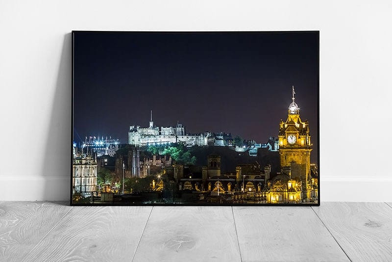 city of Edinburgh Castle at Night Skyline Scotland Ready to Hang Wall Art Print Framed Picture print