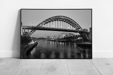 Black & White River Tyne Bridge Sage Newcastle Gateshead Quay Wall Art Print on Paper Framed Picture print